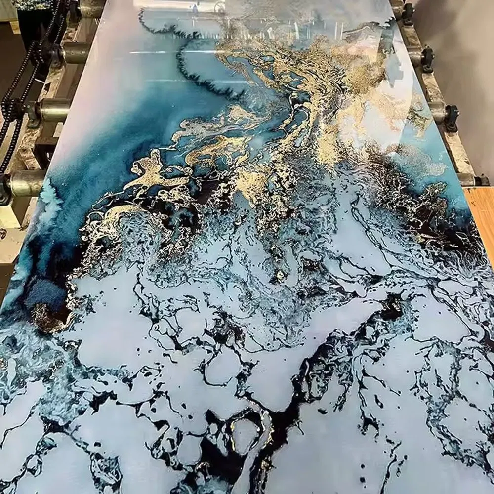 High Glossy Marble Stone Patterned Scratch Resistant UV WPC Spc Board 3D Cladding Ceiling PVC Sheet Interior Bamboo Wall Panel for Indoor Wall Decoration