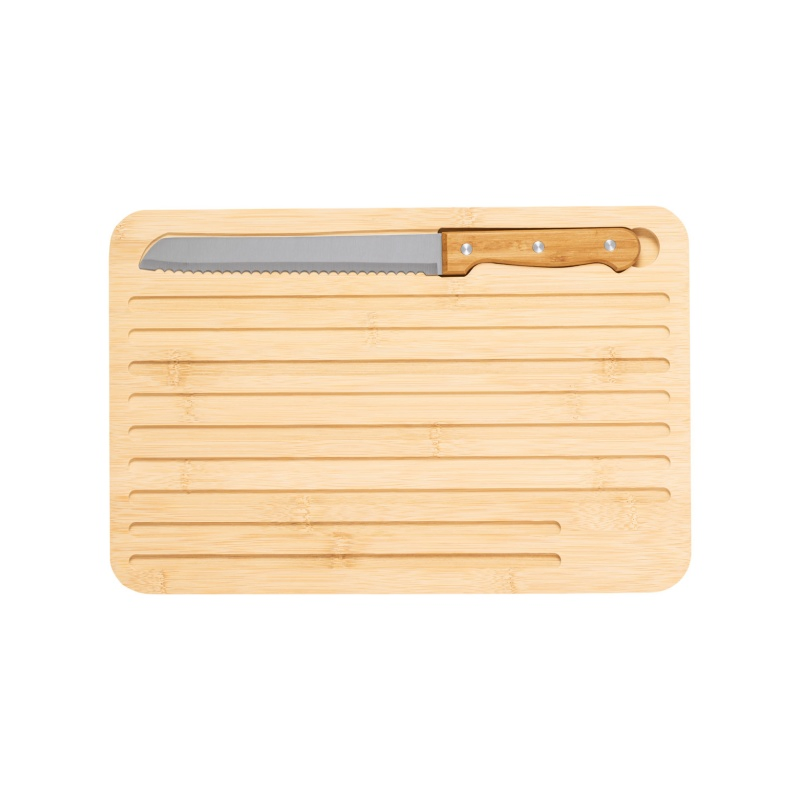 Bamboo Cutting Board with Stainless Steel Bread Knife