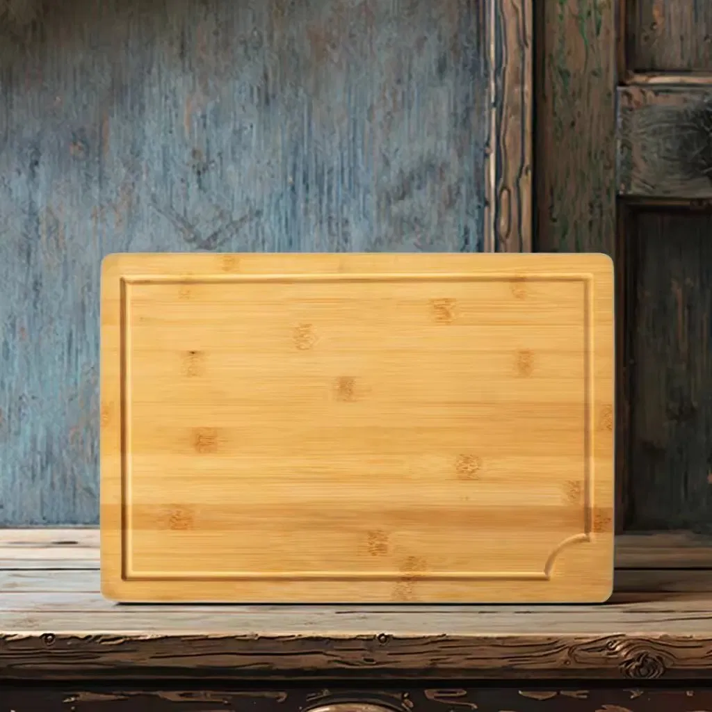 Large Eco-Friendly Bamboo Cutting Board Laser Carved Juice Grooves for Vegetables Fruits Wooden Chopping Block Side Handles