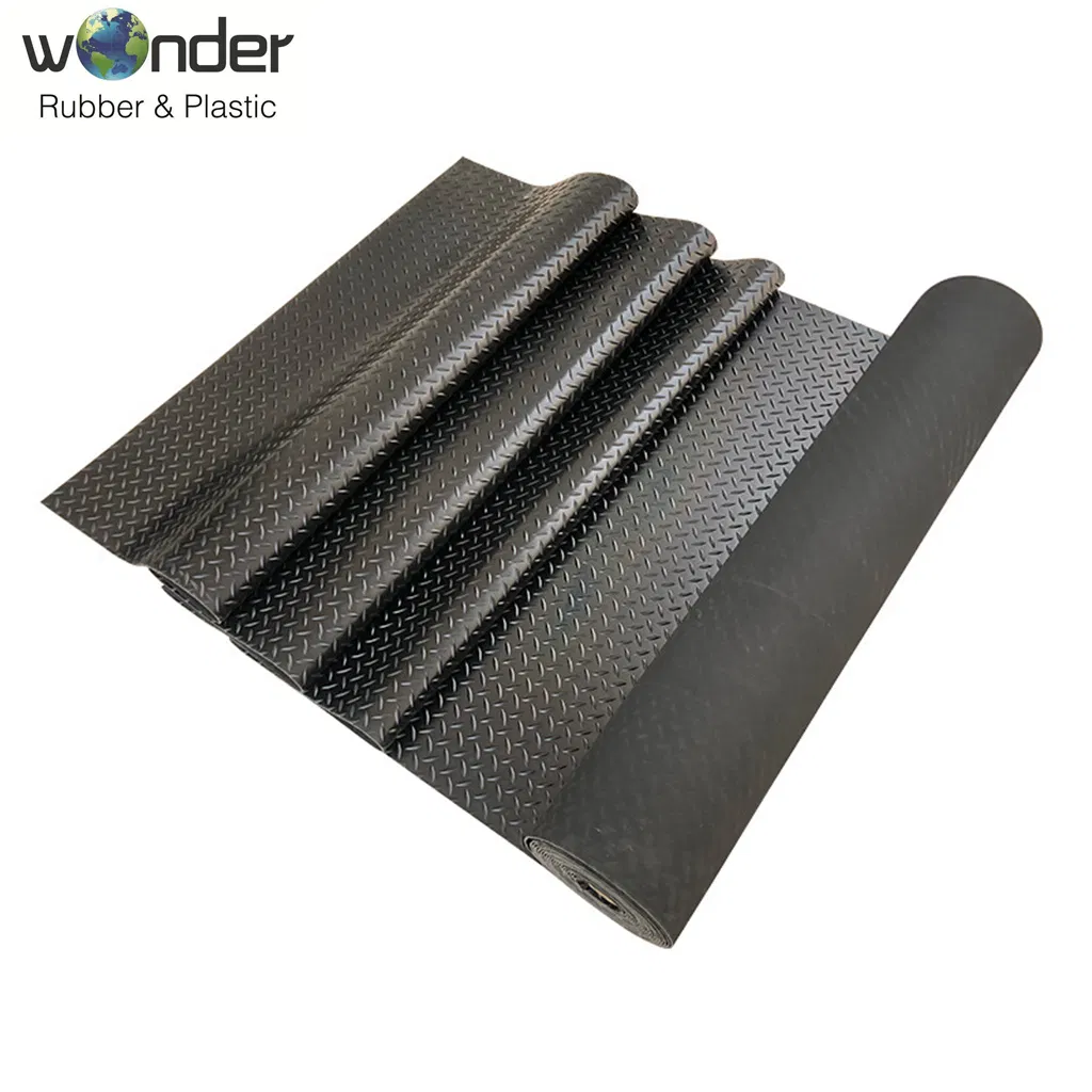 Sample Free Anti Slip Diamond Willow Leaf Rubber Sheet Mat Flooring Roll