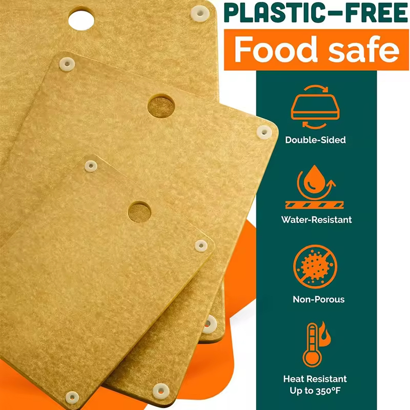 Wood Fiber Chopping Boards Brown Yellow Black Antibacterial Pine Fiber Cutting Board