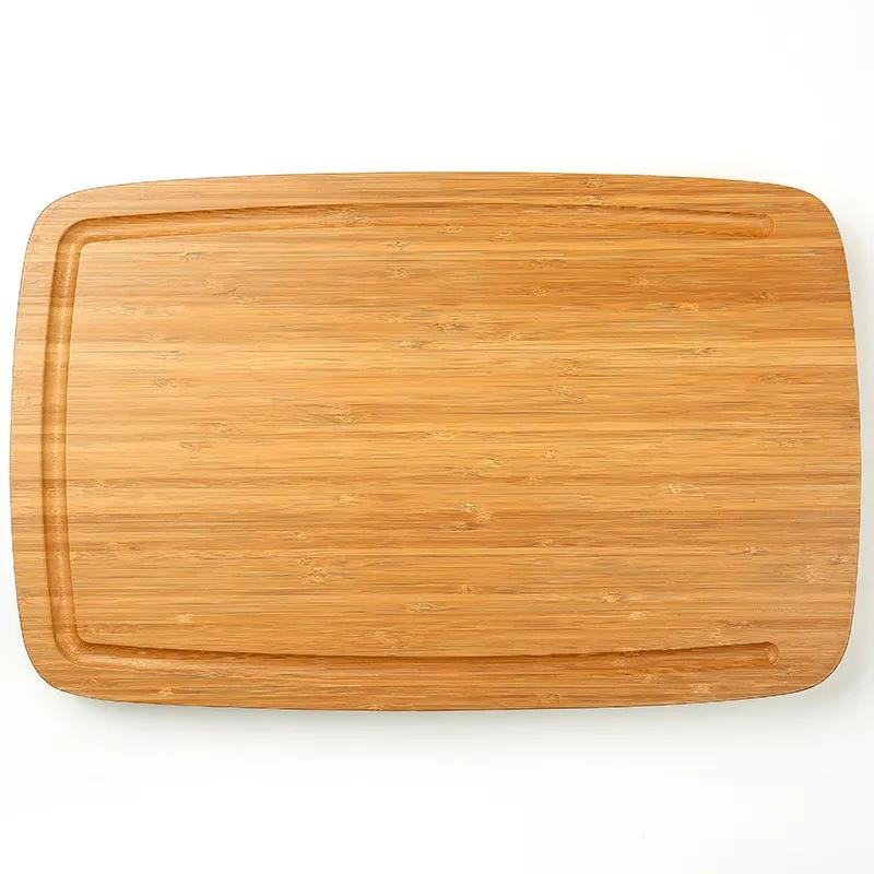 Large Steak Serving Chopping Block Bamboo Cutting Board with Juice Groove