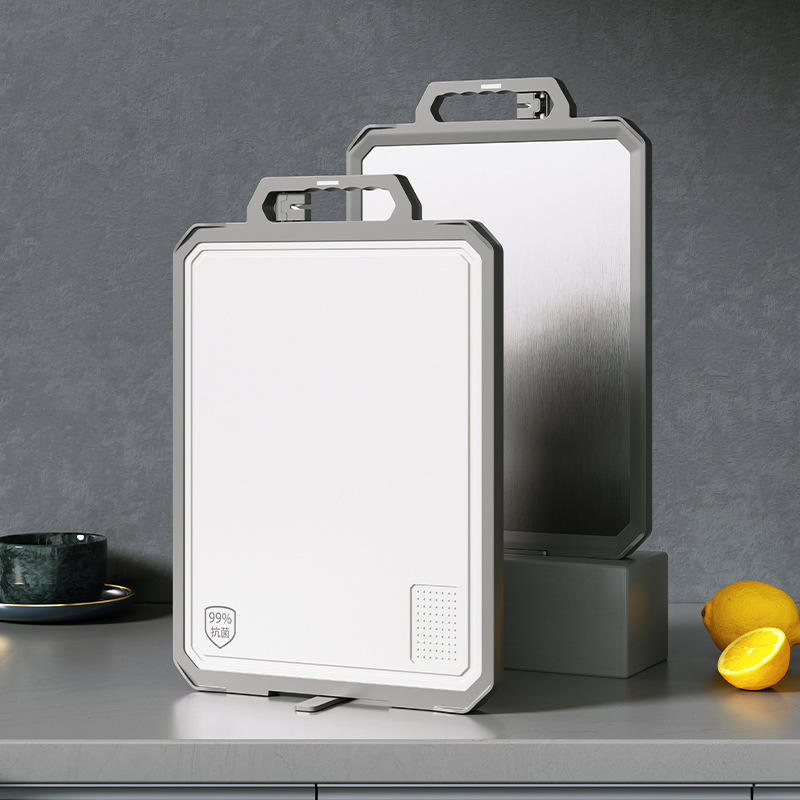 Double Sided Household Vegetable Fruit Chopping Board Meat Anti Bacterial Stainless Steel Cutting Board