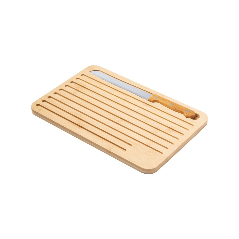 Bamboo Cutting Board with Stainless Steel Bread Knife