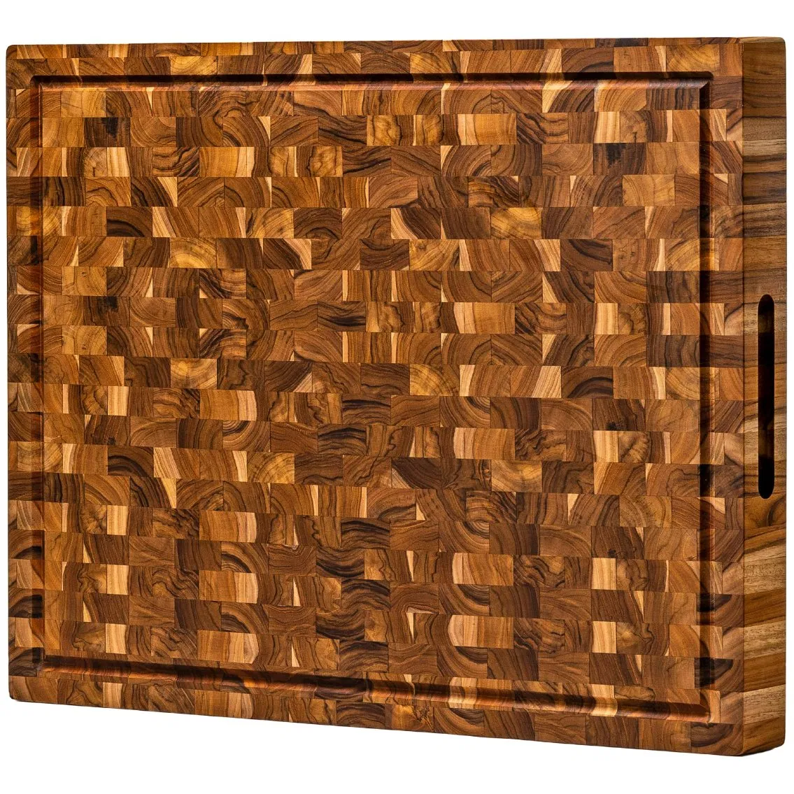 Extra-Large Teak-Wood Butcher-Block Cutting-Board Conditioned with Beeswax Linseed &amp; Lemon-Oil