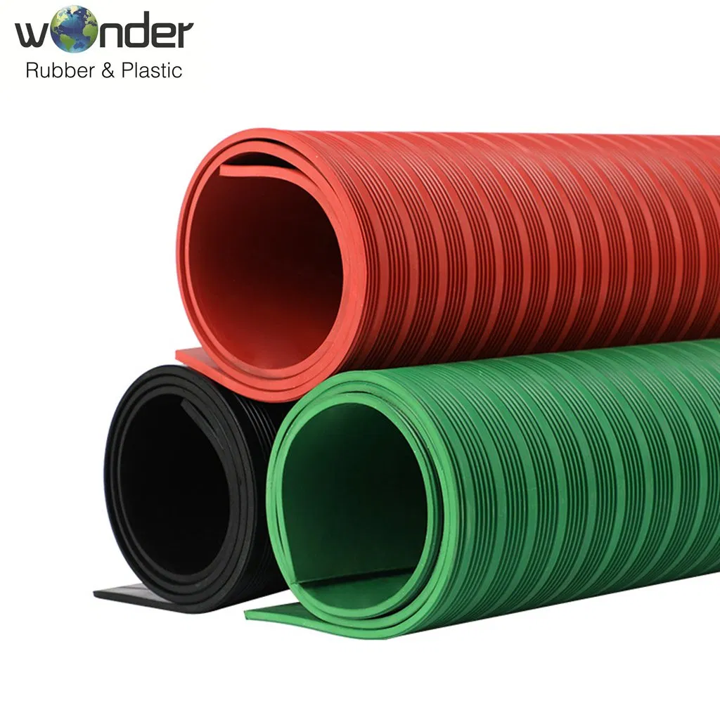 Anti - Slip Black Ramp Mat Corrugated Ribbed Rubber Sheet Flooring