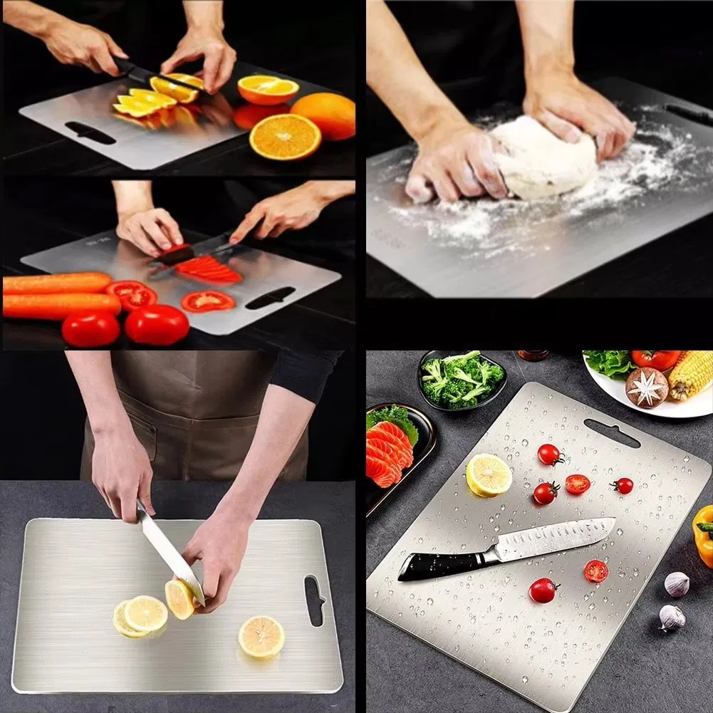Food-Grade Pure Titanium Cutting Boards for Kitchen, Butcher Block Board for Meat, Cheese, Vegetable, Heavy Duty Chopping Boar