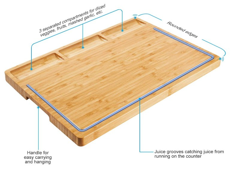 Kitchenware Extra Large Rectangular Natural Organic Bamboo Cutting Board Kitchen Wood Chopping Board Blocks with Juice Grooves