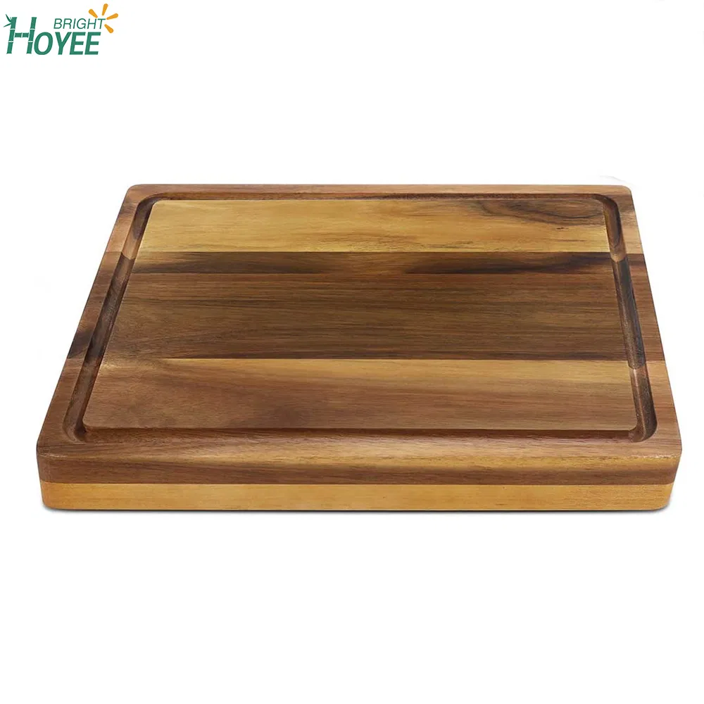 Organic Acacia Wood Cutting Board with Deep Juice Groove
