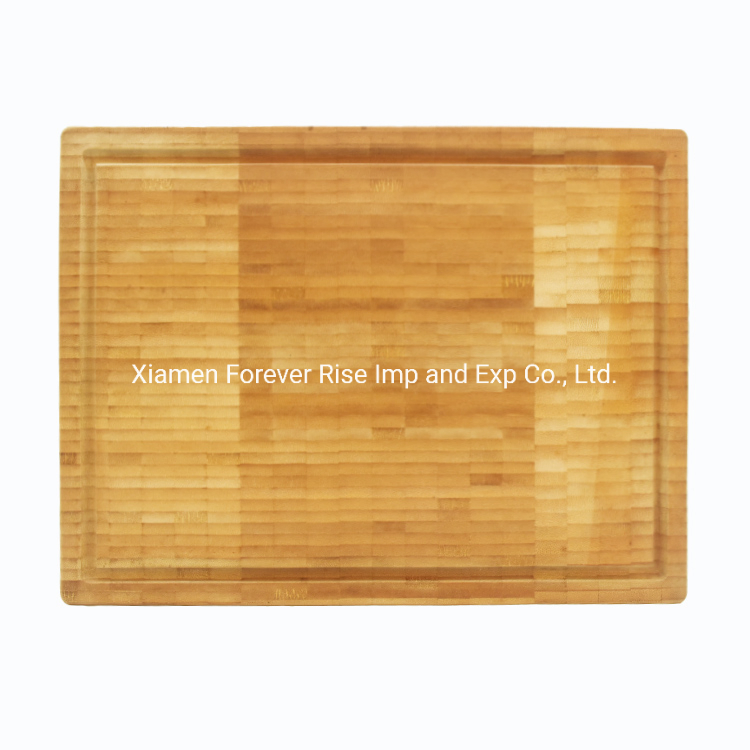 Natural and Durable End Grain Solid Bamboo Board Cutting with Juice Groove