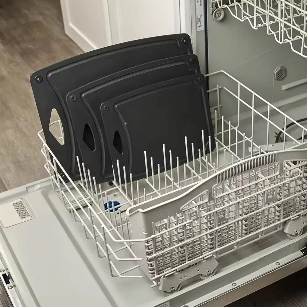 Black Kitchen Chopping Board Set Pine Wood Fibre Cutting Board with Juice Groove