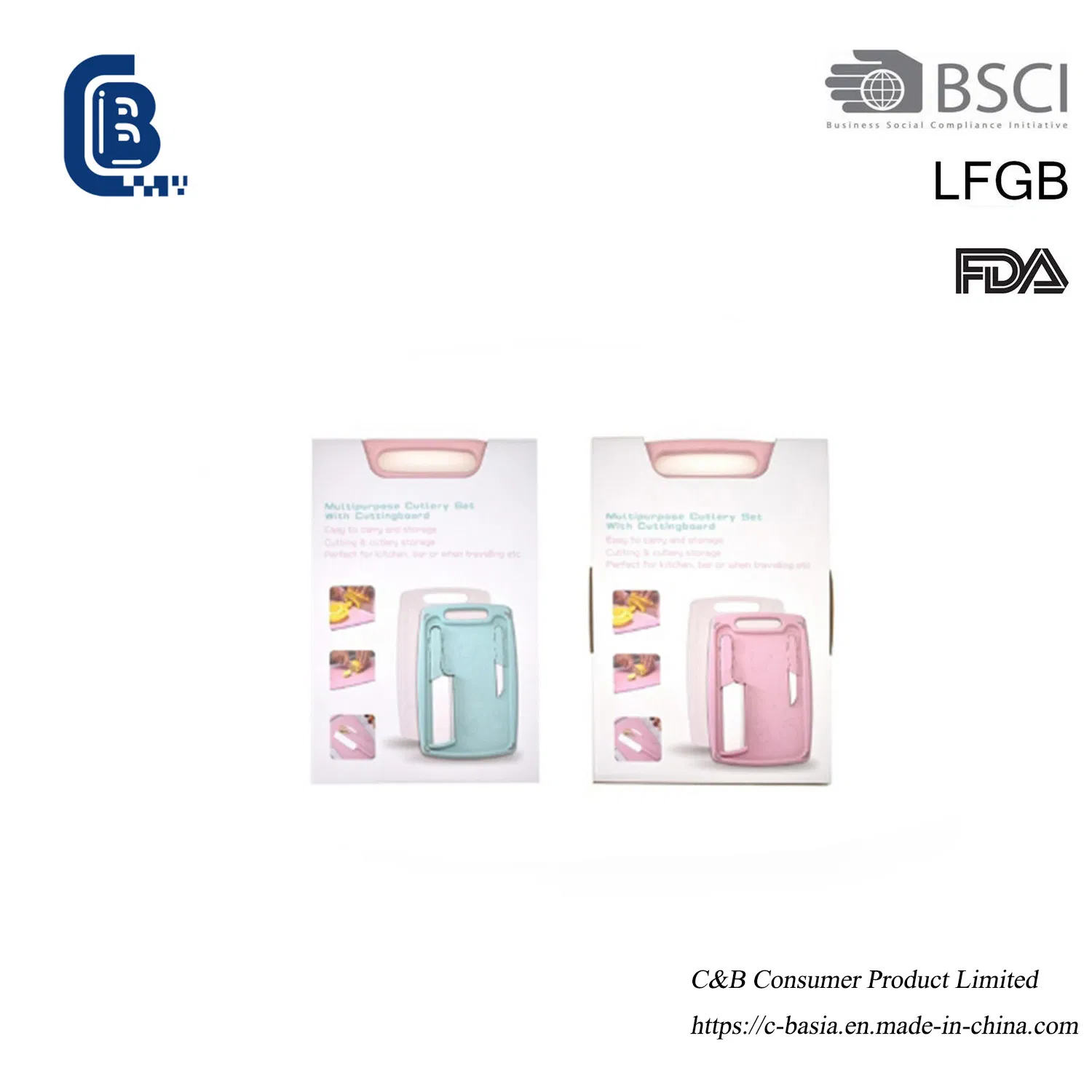 Heavy-Duty Plastic Chopping Board &amp; Knife Set - Dishwasher Safe (Veggies &amp; Fruits)