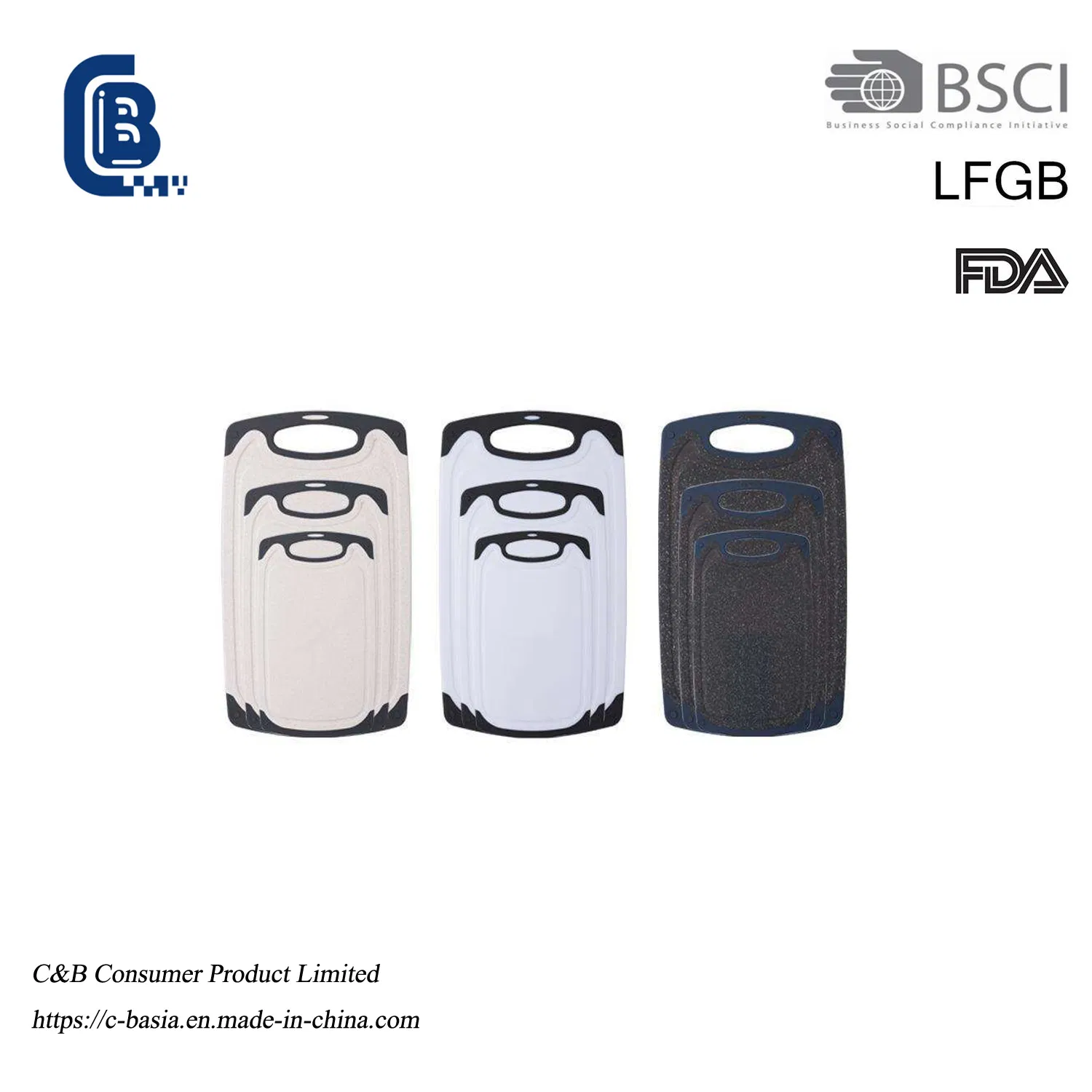 Heavy-Duty Plastic Cutting Board Set - Dishwasher Safe with Juice Grooves