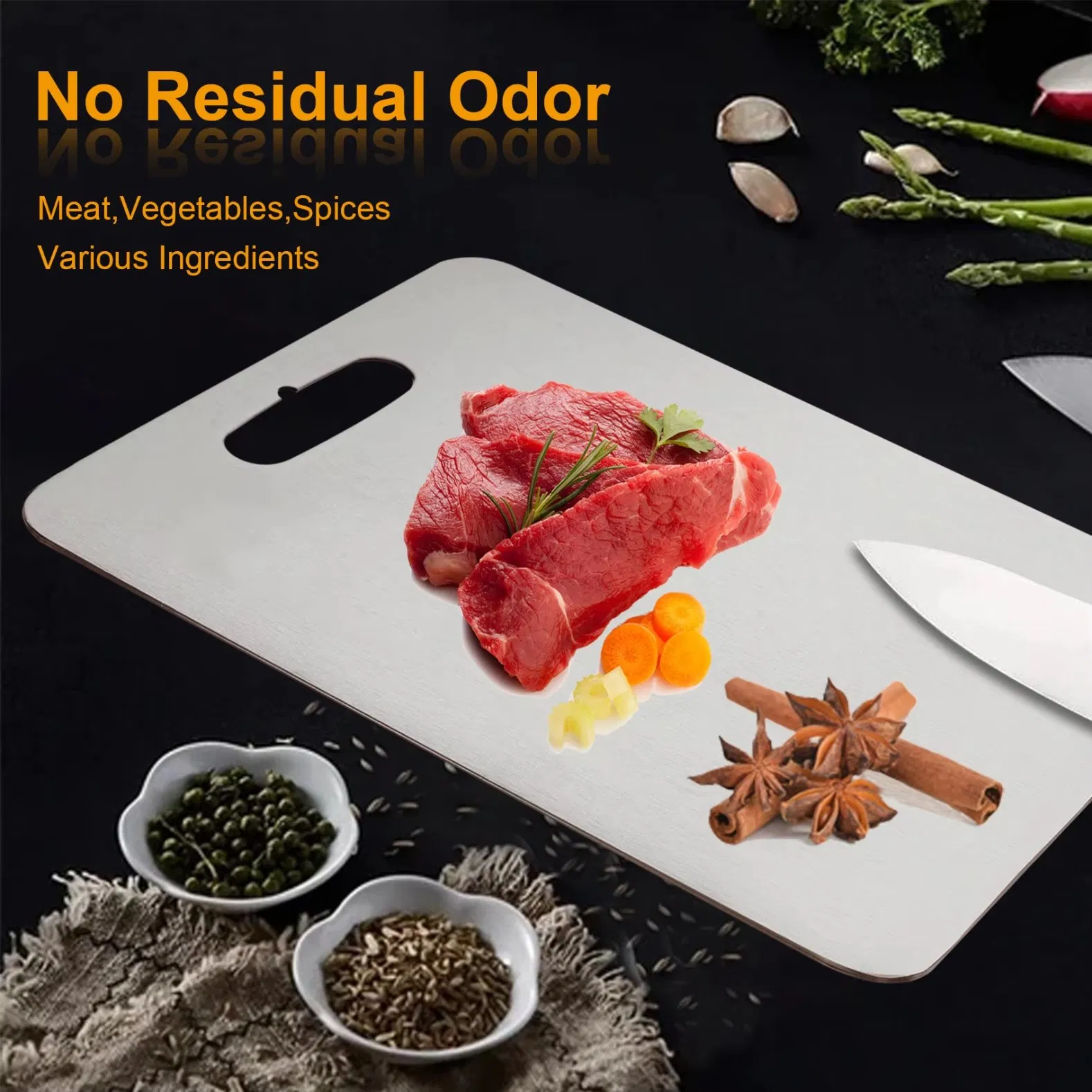 Amazon Hot Sale Heat Resistant Luxury Meat Chopping Board Heavy Duty High Density Titanium Cutting Board