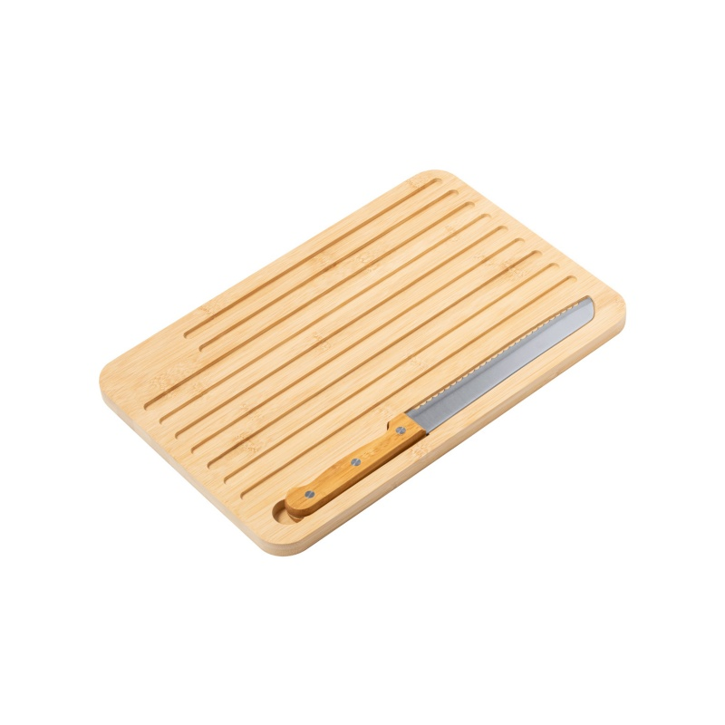 Bamboo Cutting Board with Stainless Steel Bread Knife
