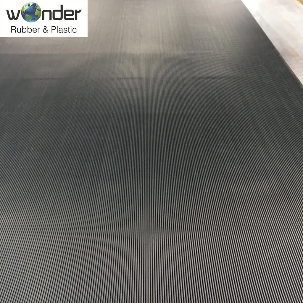Anti - Slip Black Ramp Mat Corrugated Ribbed Rubber Sheet Flooring