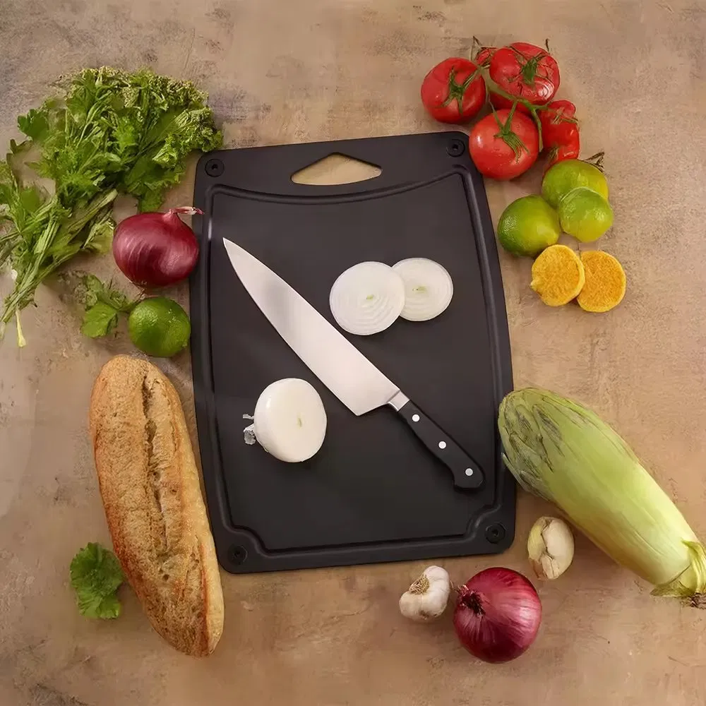 Black Kitchen Chopping Board Set Pine Wood Fibre Cutting Board with Juice Groove