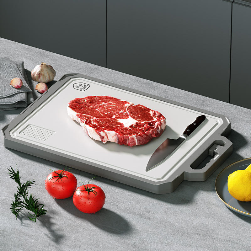 Double Sided Household Vegetable Fruit Chopping Board Meat Anti Bacterial Stainless Steel Cutting Board