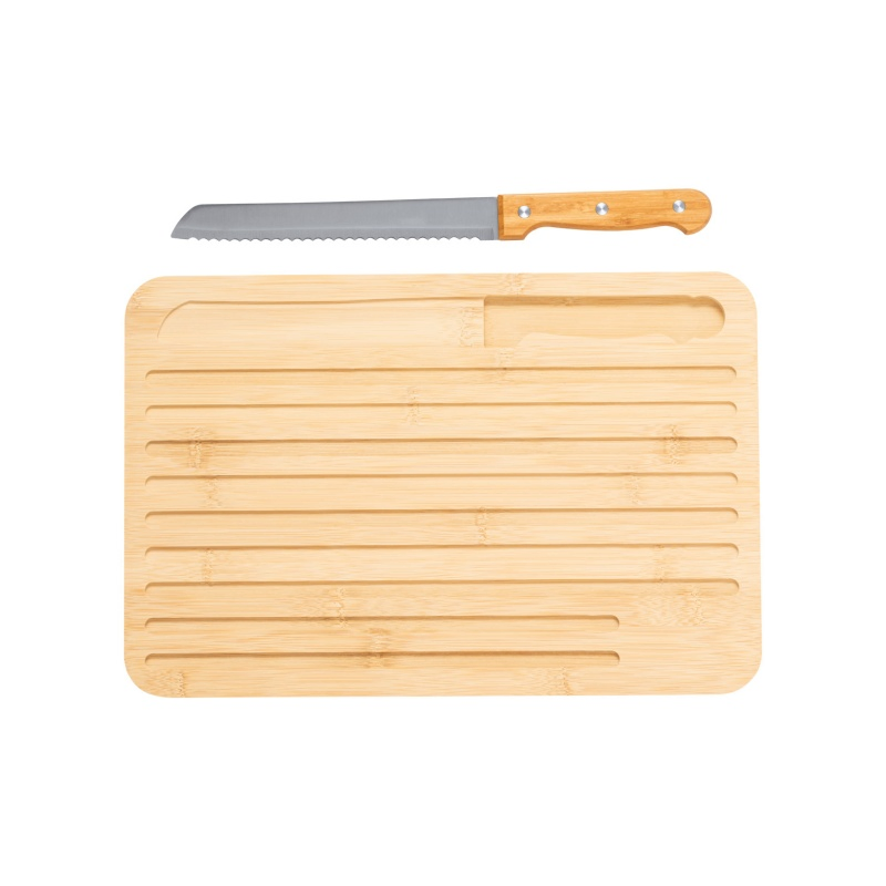 Bamboo Cutting Board with Stainless Steel Bread Knife