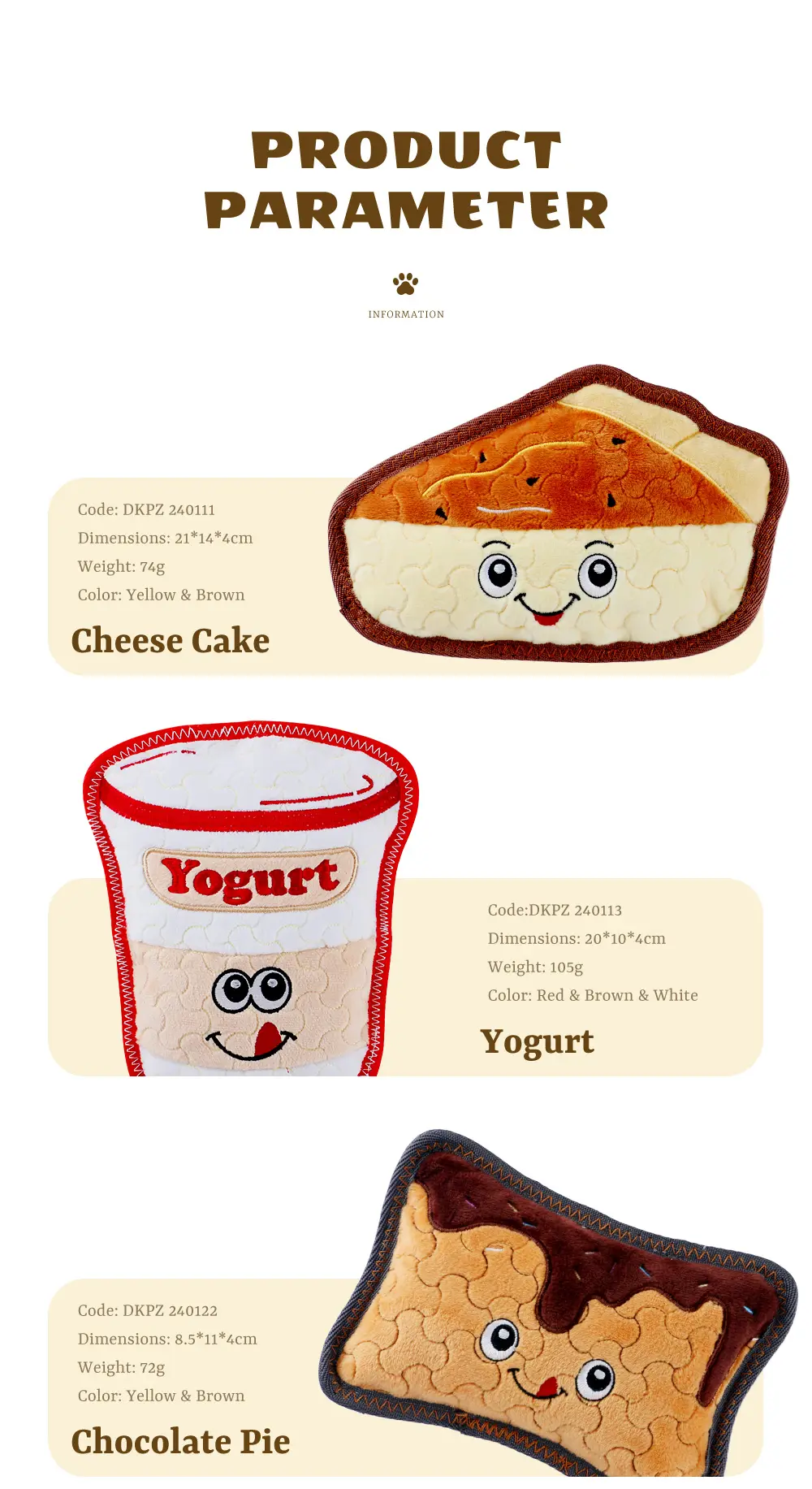 Dog Plush Toy Chocolate Pie