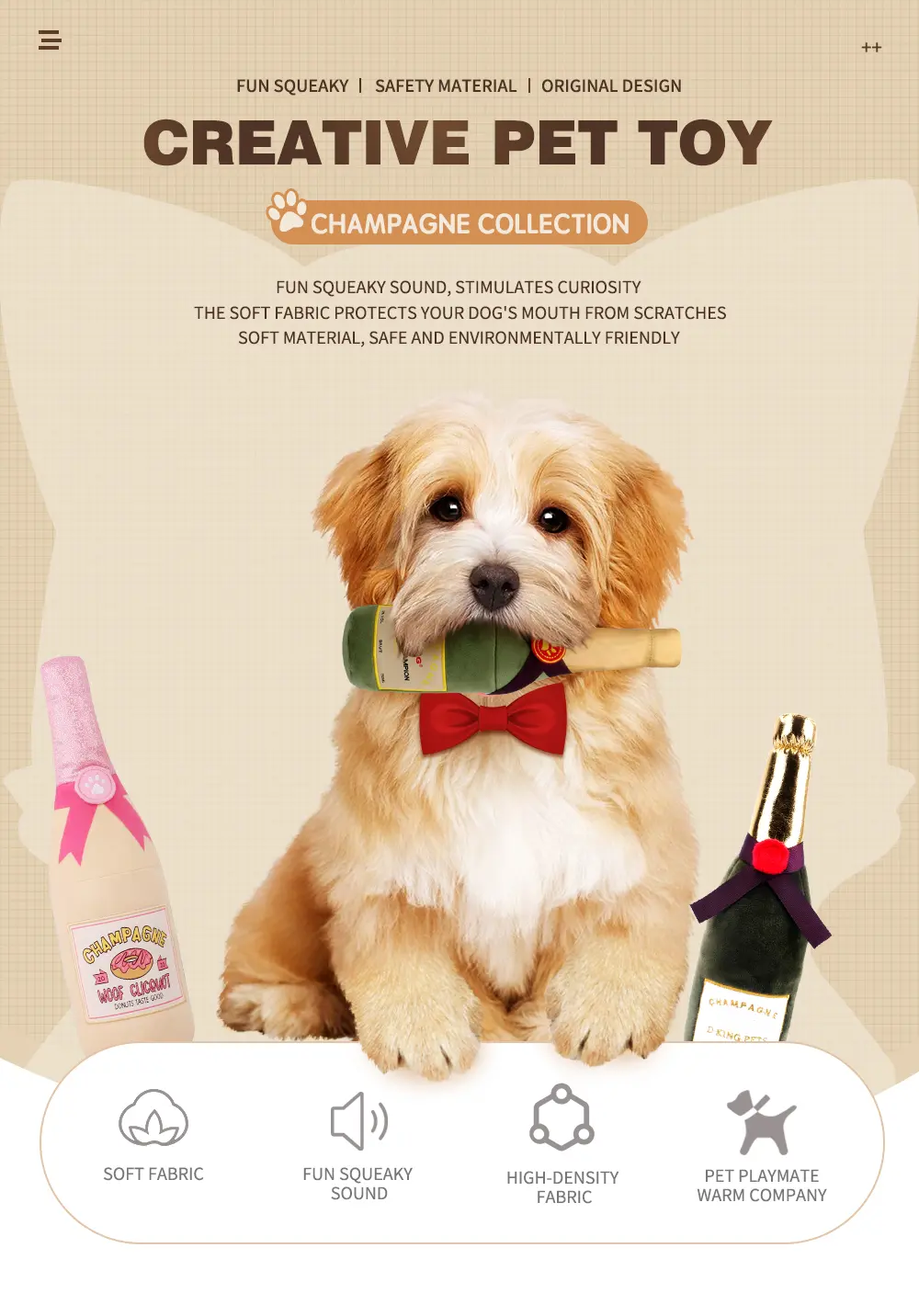 Champagne Pet Toy Highlight 1