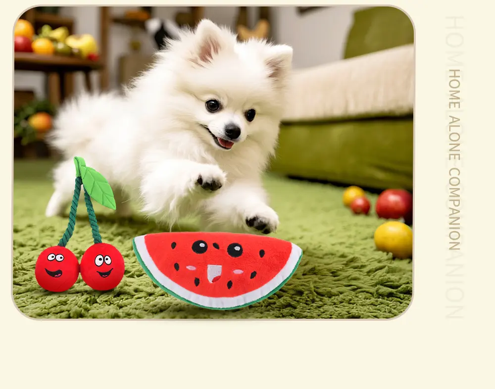 Vibrant Color Cherry Design Squeaky Dog Toy
