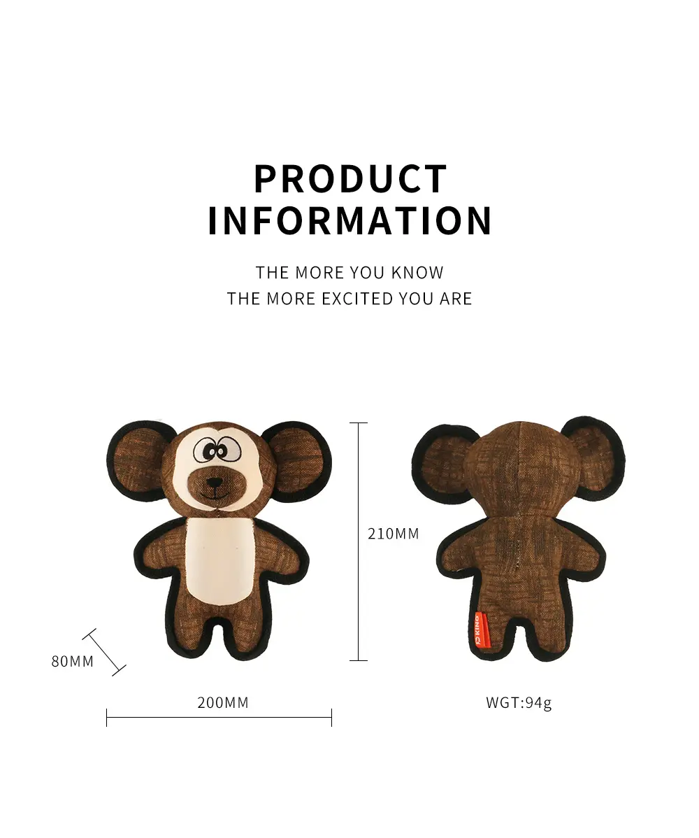 Oblate Body Monkey Dog Toy View 2