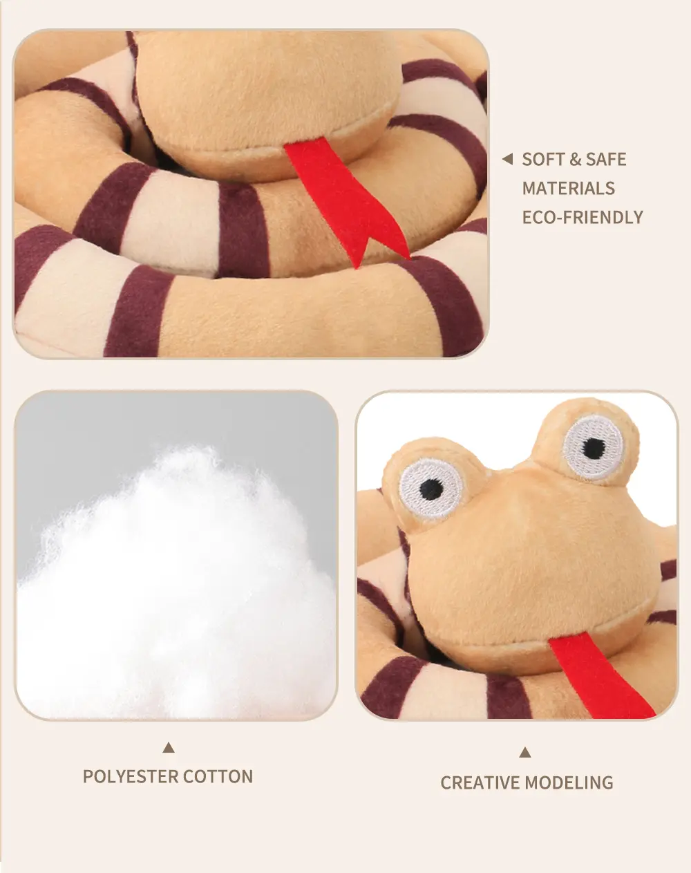 Snake-Shaped Plush Toy Detail 3