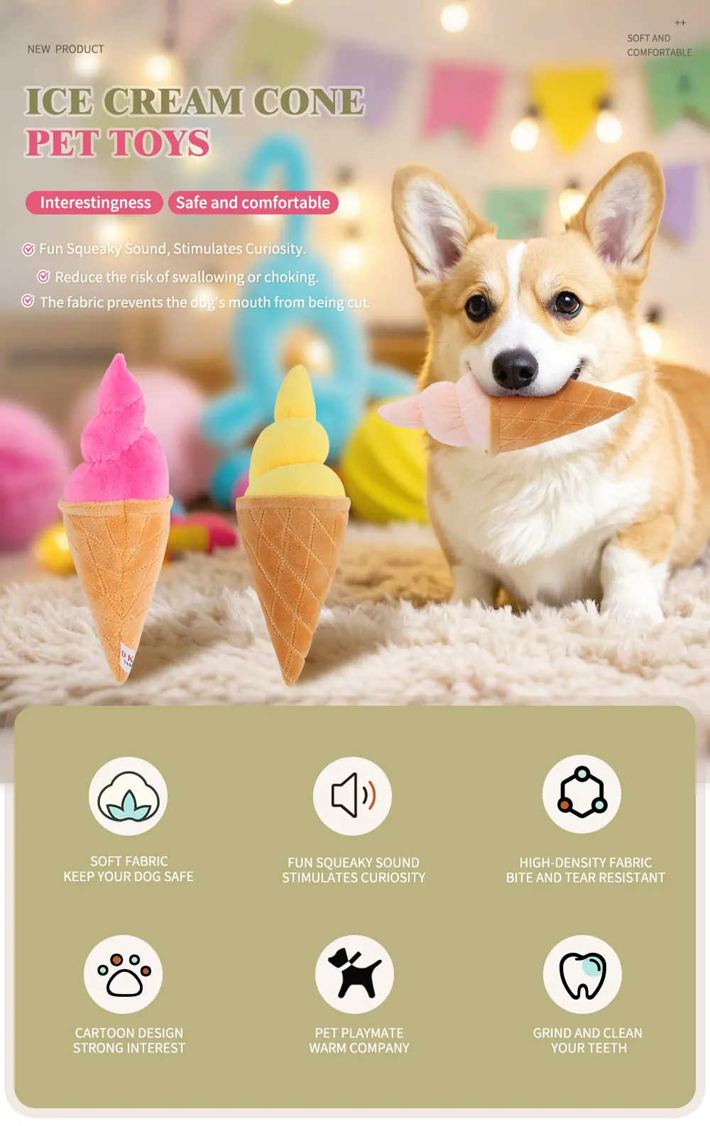 Ice Cream Cone Pet Toy 1
