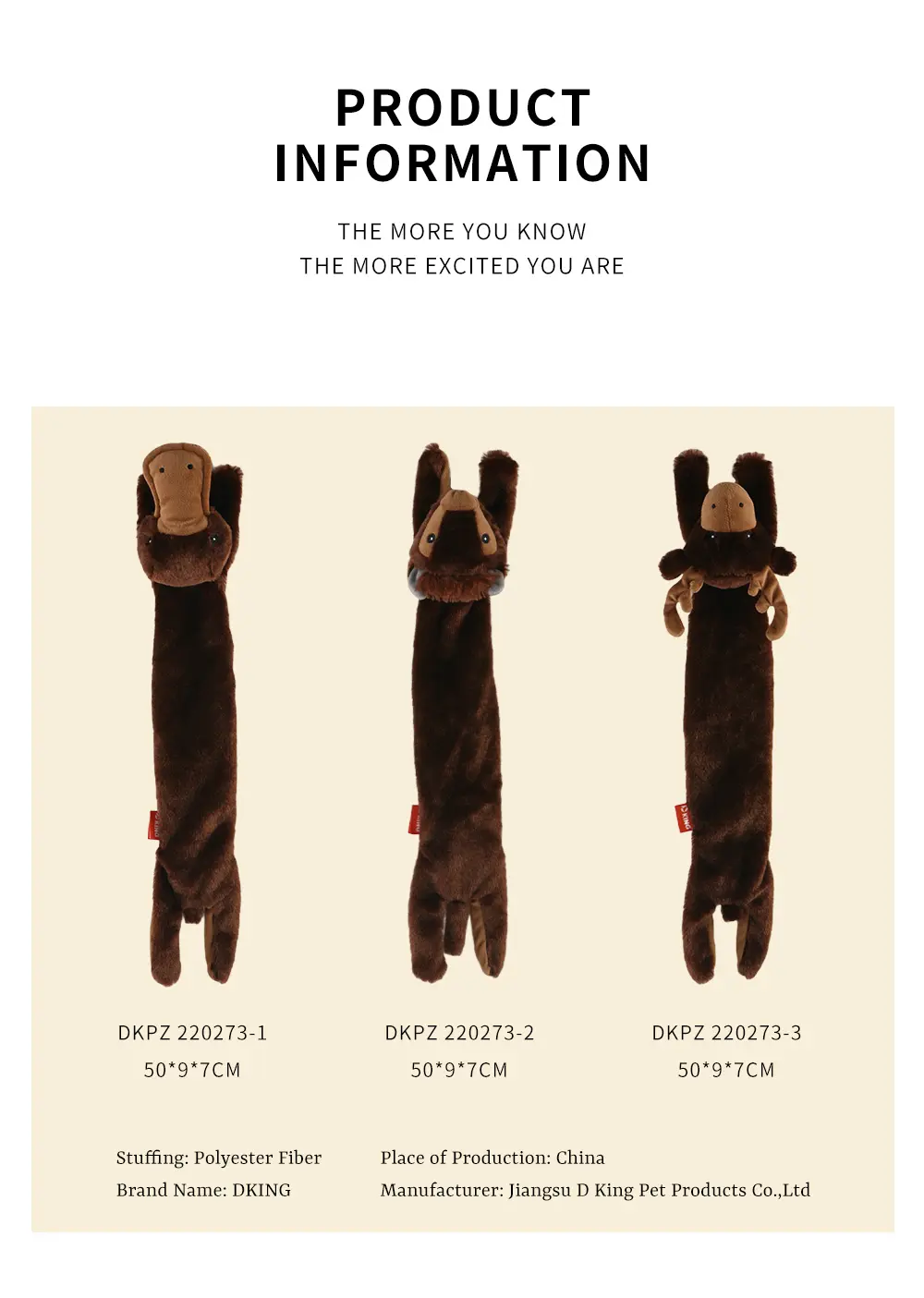 Elk Pet Plush Toy Detail View