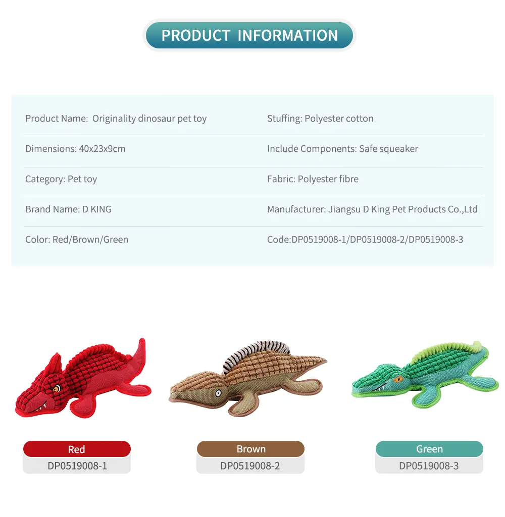 Dinosaur Pet Toy Green
