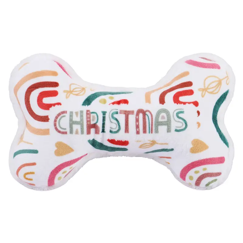 Custom Christmas Collection of Ssqueaky Plush Toys Interlaced Red Bone ,Interlaced Brown Bone, Interlaced Green Bone,Bounded Red Bone, Plush White Bone Supplier, Factory