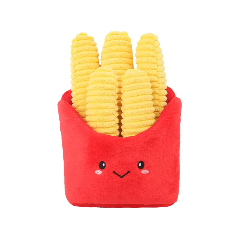 Custom Adorable Pet Plush Toys in Fun Shapes：Hamburg，Popcorn，Pizza，French fries Suppliers, Factories