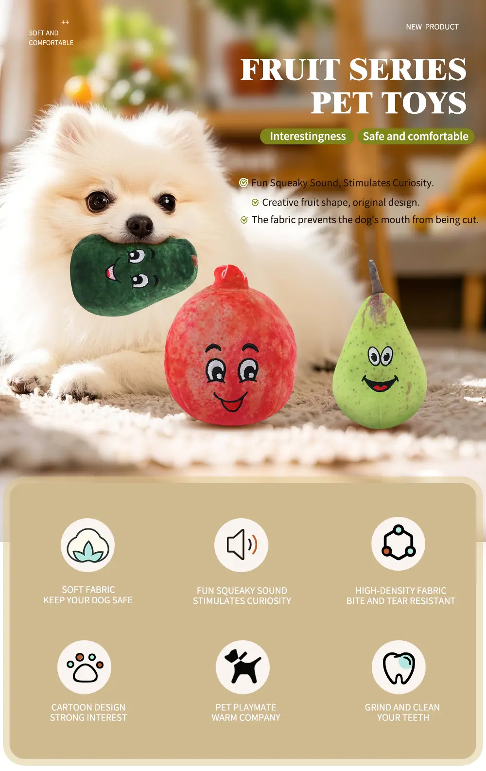 Dog Interactive Plush Toy - Avocado Model Detail 1