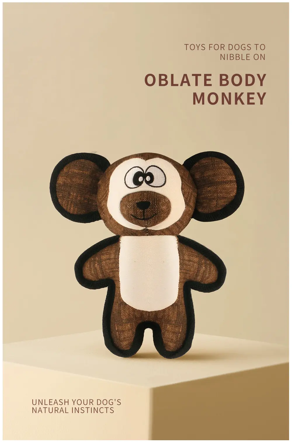 Oblate Body Monkey Dog Toy View 1