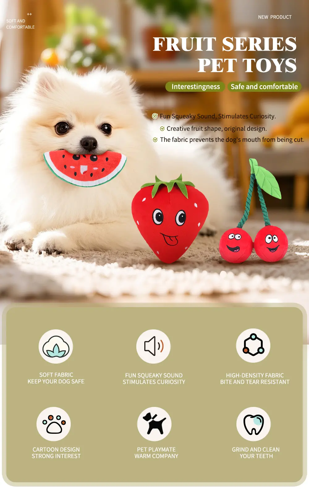 Fruit Themed Plush Toy Watermelon Slice Design