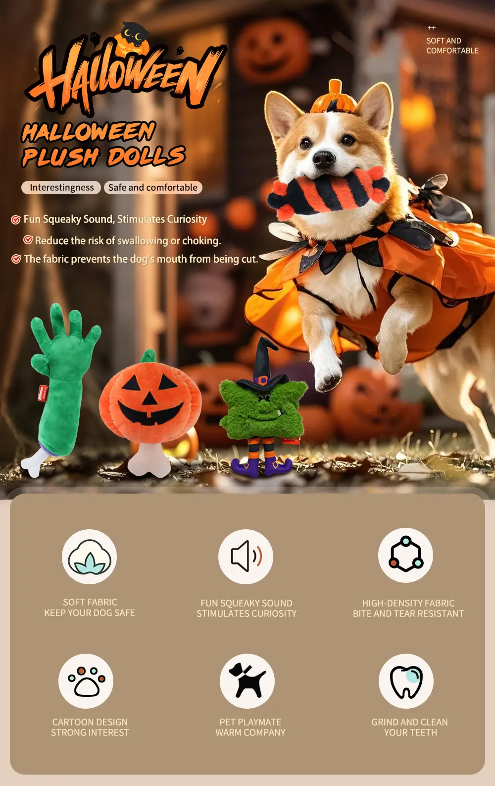 Halloween plush dolls detail