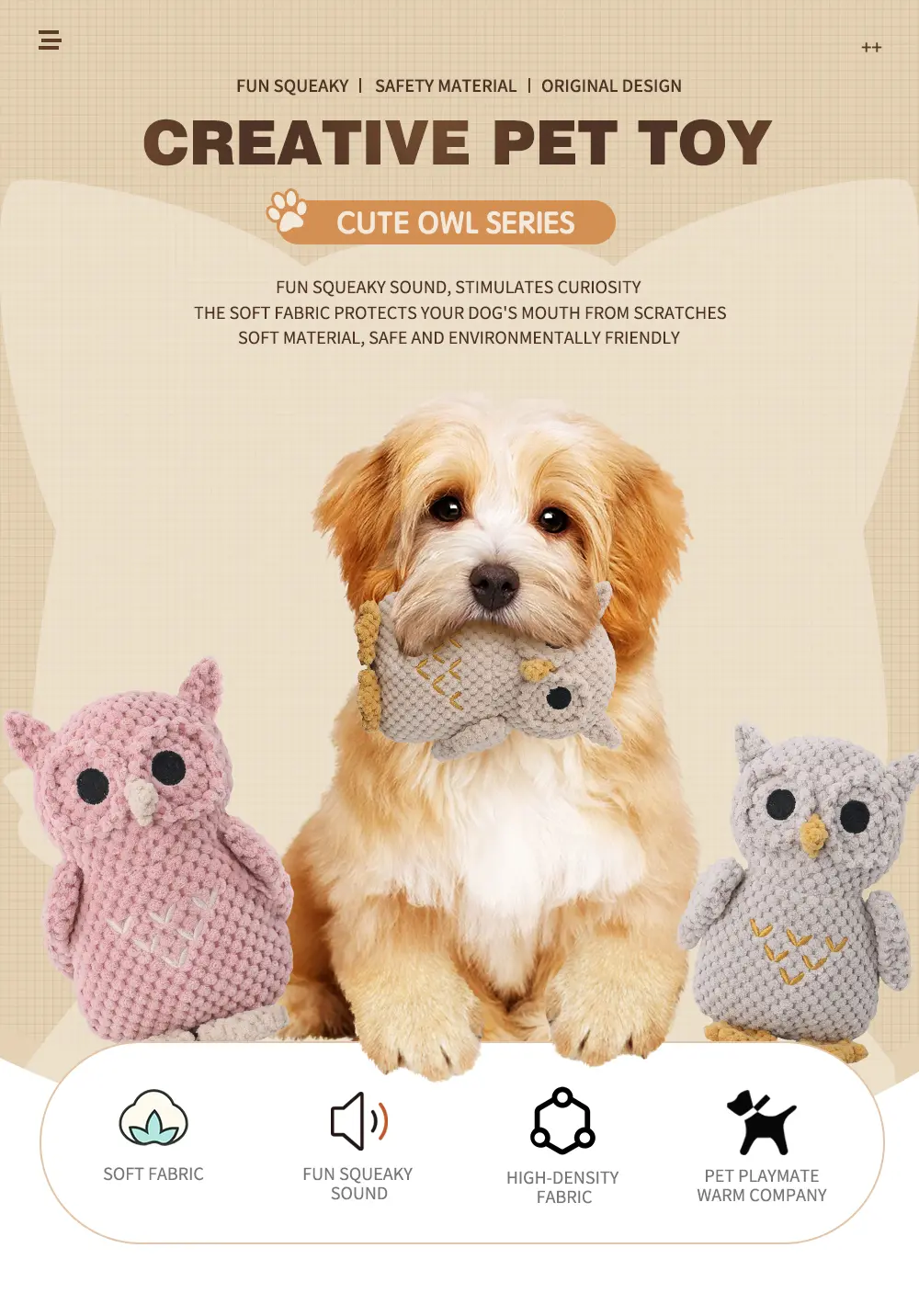 Pet Toy Owl View 1