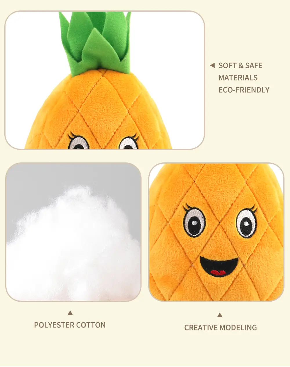 Pineapple plush toy detail 3
