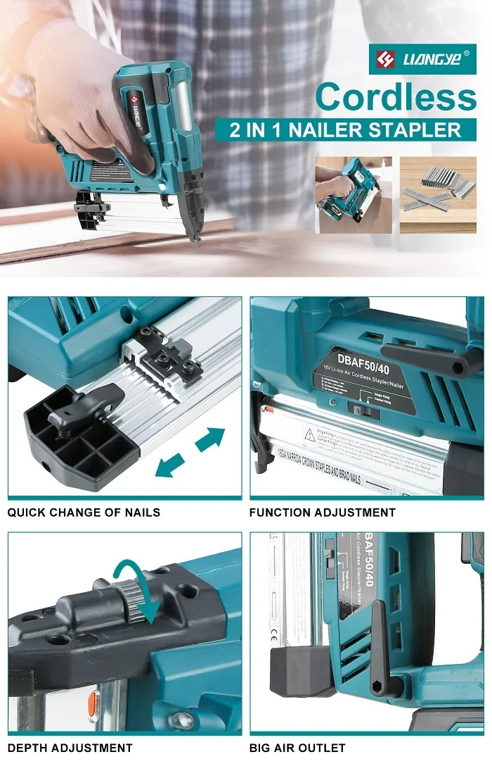20V Rechargeable Cordless Staple and Nail Gun