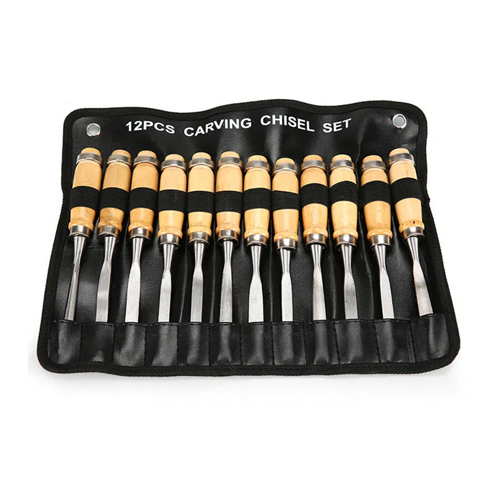 12PCS Wood Chisel Set Wood Carving Chisels Kit Woodworking Hand Tools
