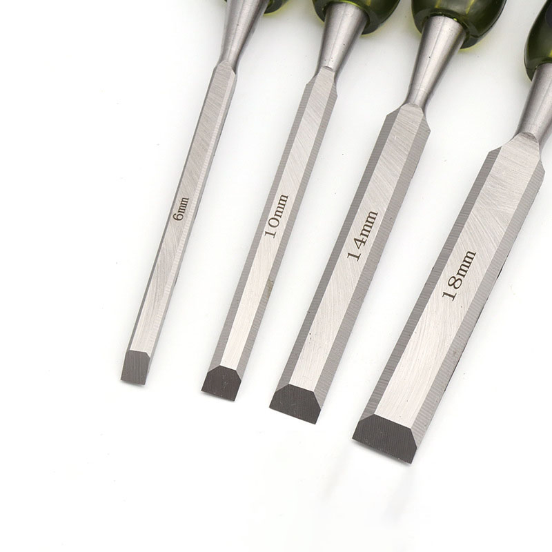 Cr-V Steel Wood Carving Tools Woodworking Flat Chisels Wood Carving knives with Transparent Double Color Handle