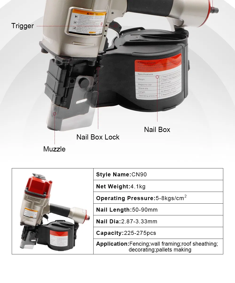 Cn90 Pneumatic Siding Nail Gun 4