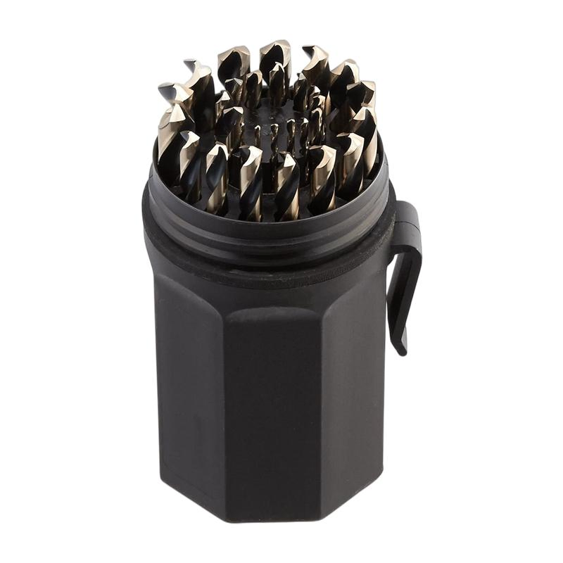 Cobalt Drill Bit Set 29PCS Jobber Drill Bit Set for Hardened Metal, Stainless Steel, Cast Iron