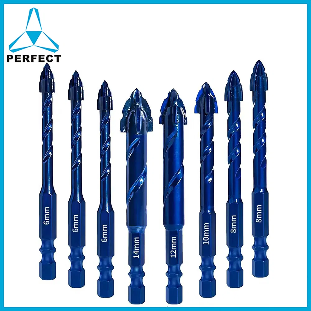 Hexagonal Mutilfuction Four-Edged Serrated Eccentric Masonry Glass Tile Drill Bits
