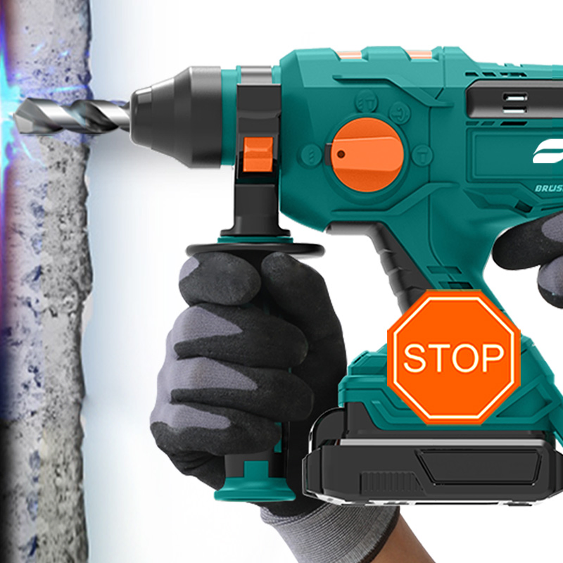 Electric Cordless 20V Battery Brush-Less Cordless Rotary Hammer Drill with SDS Impact Bits