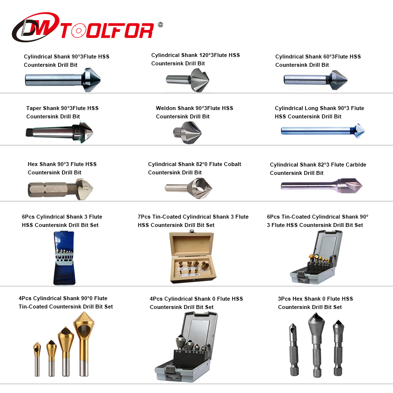 90 Degree 3 Flutes HSS Chamfer Metal Countersink Drill Bits for Chamfering and Deburring and Counter Sink