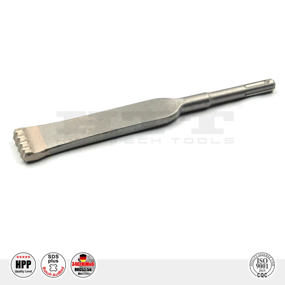 Supreme Carbide Tipped 32mm Flat Mortar Hammer Chisel SDS Plus 4 Teeth for Concrete Brick Cement Stone Breakage