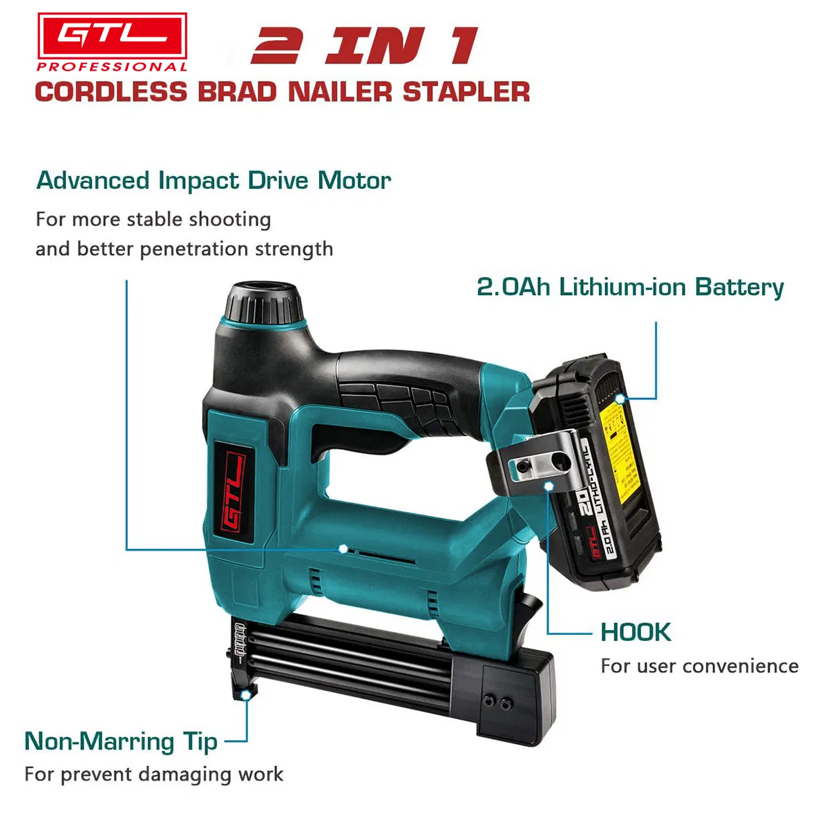 Rechargeable Nail/Staple Gun for Upholstery &amp; Carpentry with 18V Li-ion Battery &amp; Charger (CDSG003)