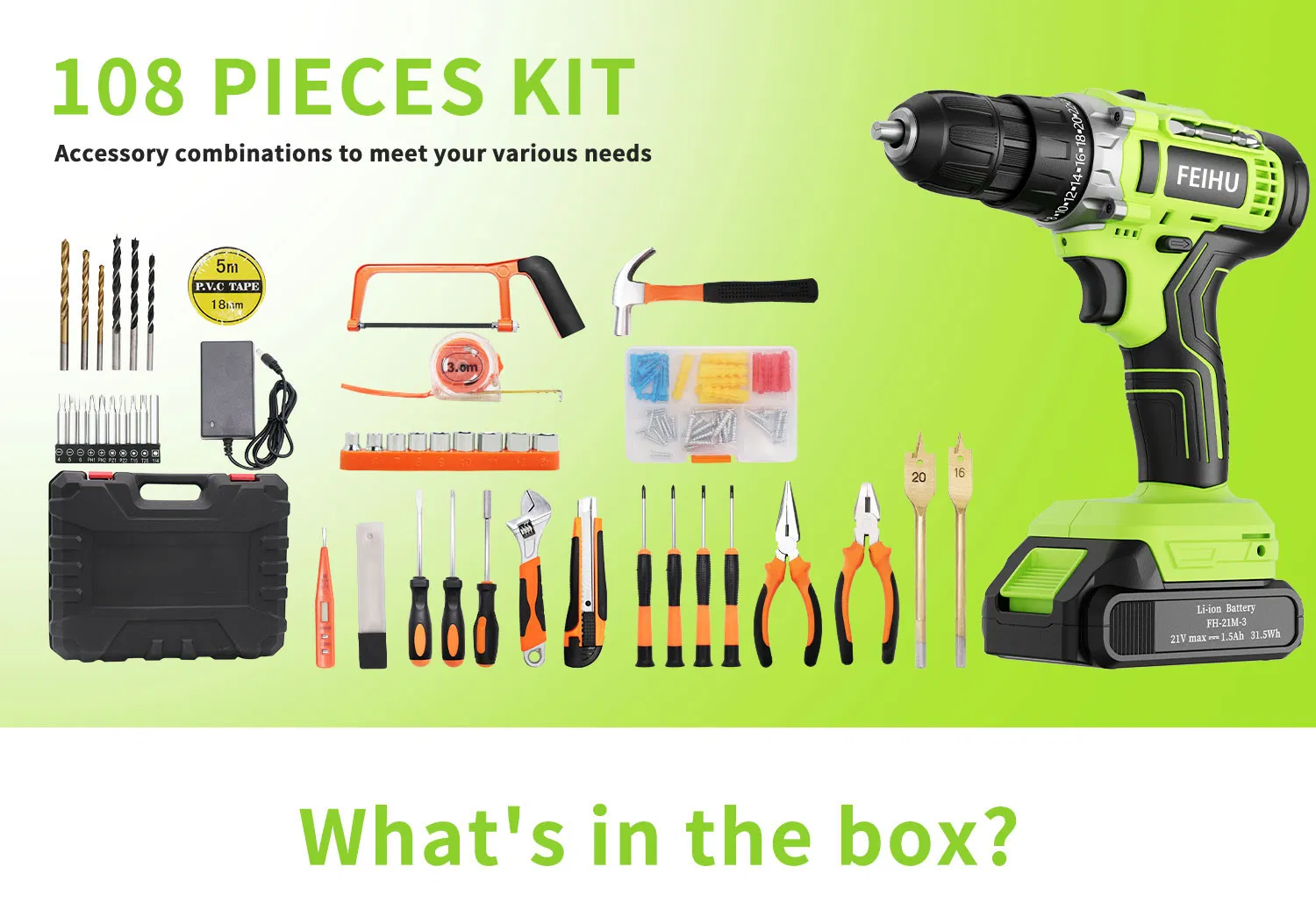 Electric Drill Household Electric Drill Cordless Power Drill 21V Lithium Impact Driver